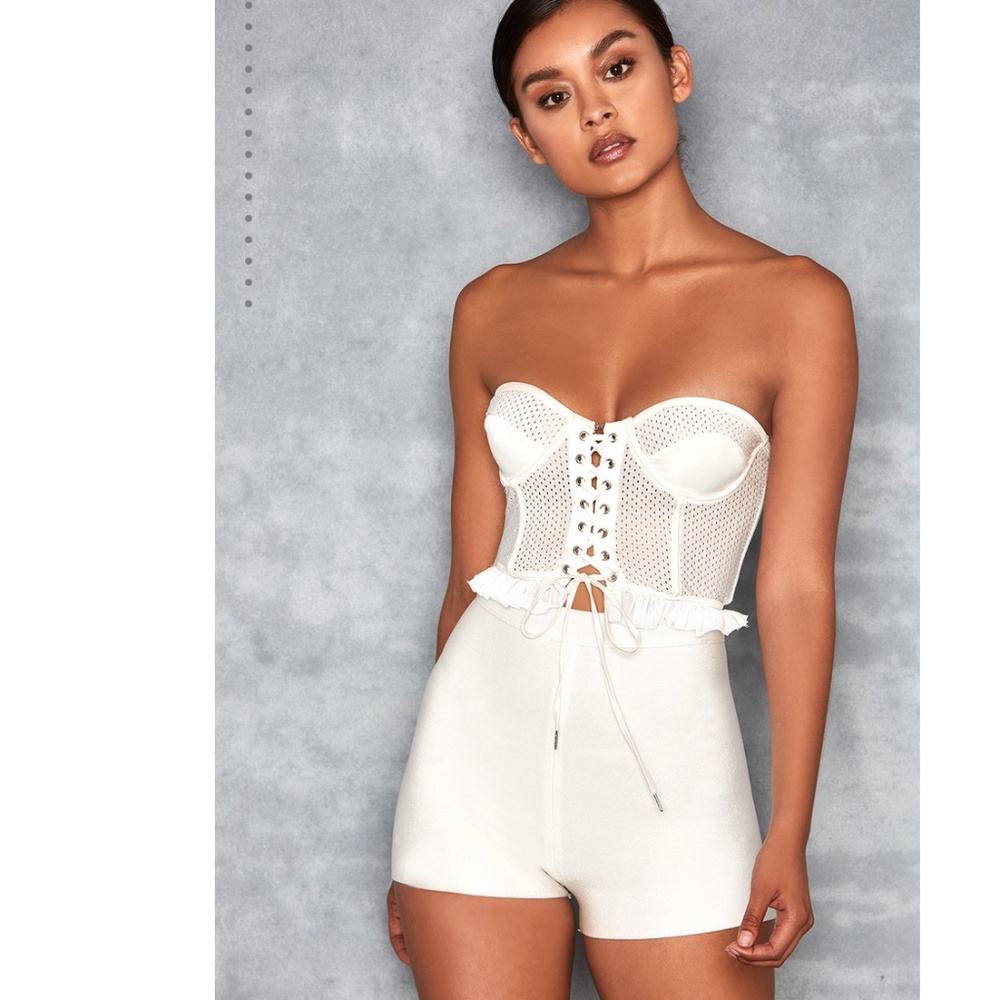 Mistress Rocks, 'Floozy' White Airtex Corset, Size S